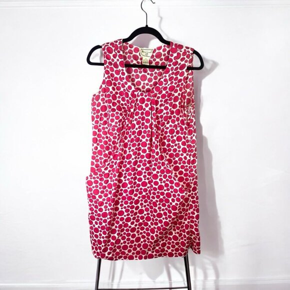April Cornell Women's Red Polka Dot Sleeveless Pleated Shift Dress Size Medium - Picture 1 of 8